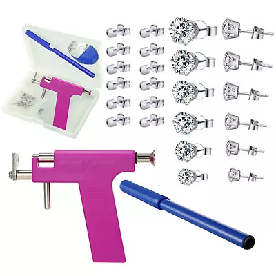 1 Set Professional Steel Stainless Ear Piercing  Kit With 12 Pairs Steel K0S2 • $12.78