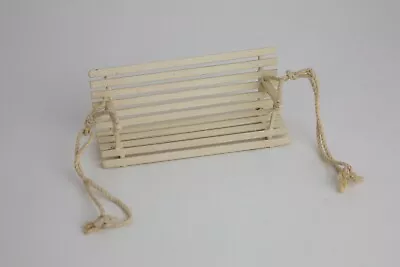 Vintage Miniature Wooden Bench Swing - Dollhouse Fairy Garden Diorama Craft • $12.99