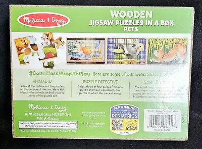 Melissa & Doug Wooden Jigsaw Puzzles In A Box 4-12 Piece Pet Puzzles Pre-owned  • $15.12