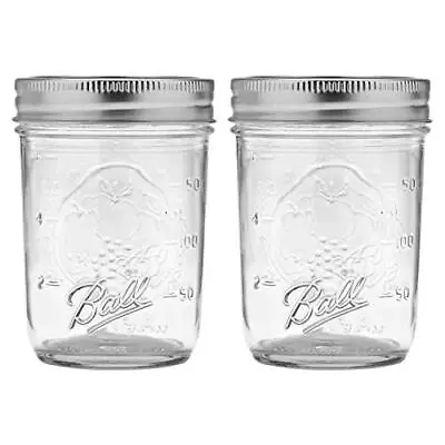 Regular Mouth Mason Jars With Lids & Bands Half Pint 8-Oz (2-Pack) • $11.30