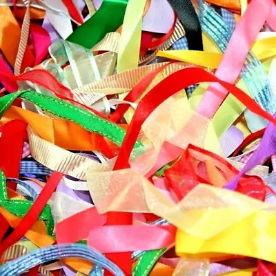 Ribbon Off Cuts 25m Bundle Assorted Colours Styles Patterns Cut Ribbon • £3.79