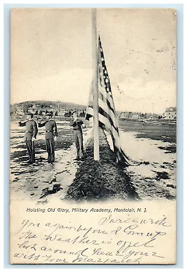 1906 Hoisting Old Glory Patriotic Flag Military Academy Montclair NJ Postcard • $14.98