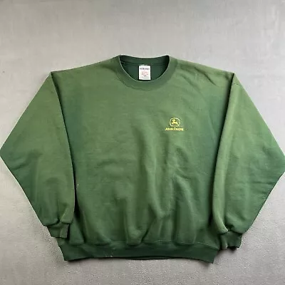 Vintage JERZEES Sweatshirt Men’s 2XL Green John Deere Logo Crewneck 90s Farmer • $30