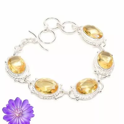 Natural Citirne Gemstone Chain Multi-Color Bracelet 925 Sterling Silver Jewelry • $13.79