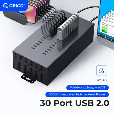 ORICO Industrial Powered USB Hub 10/20/30 Ports Data Hub USB2.0 USB3.0 Splitter • $41.99