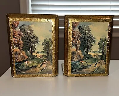 Vtg C.E. Italian Florentine Bookends Gold Gilt Wood Made In Italy Victorian  • $28.99