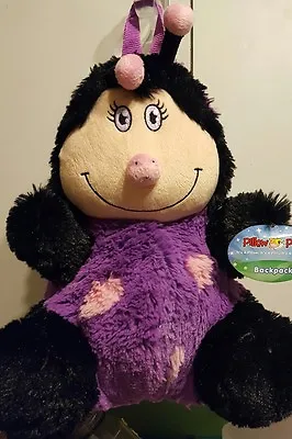 Pillow Pet Ladybug PURPLE Child Kid Backpack  PLUSH PAJAMAS POUCH 14  • $19.99