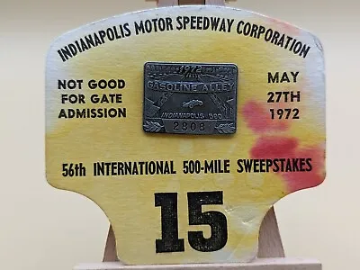$64.26 • Buy 1972 Indy 500 Pit Pass Silver Badge Pin W Backer Card Indianapolis Speedway