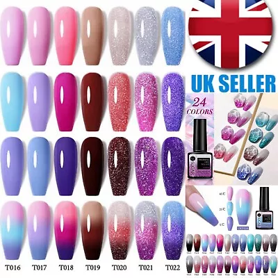 £3.98 • Buy Glitter Nail Gel Polish Temperature Colour Changing Soak Off UV LED Varnish UK
