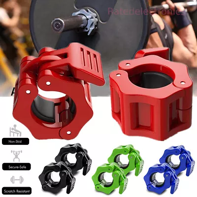 2PC Olympic 1-2  Inch Barbell Clamps Quick Release Standard Bar Weight Plates US • $9.35