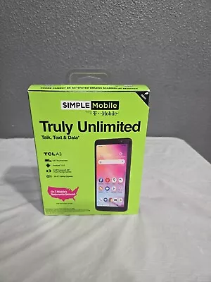 Simple Mobile Power By T Mobile Tcl A3 32gb Black 4gte 5.5  Touch Screen Prepaid • $24.99
