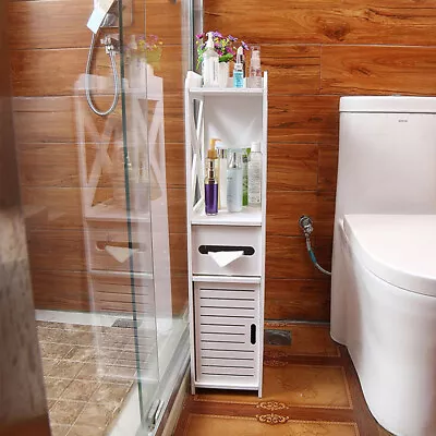 £19.89 • Buy 4 Tiers Modern Bathroom Cabinet Furniture Wood Slim Shelf Unit Storage Cupboard