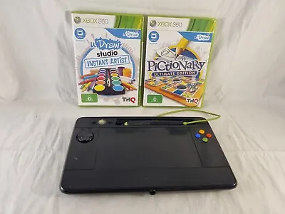 UDraw XBOX 360 Black Game Drawing Tablet + Games TABLET ONLY TESTED & WORKING • $25