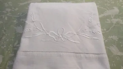 Vintage French Metis Linen Sheet. Whitework Embroidery Double • £66
