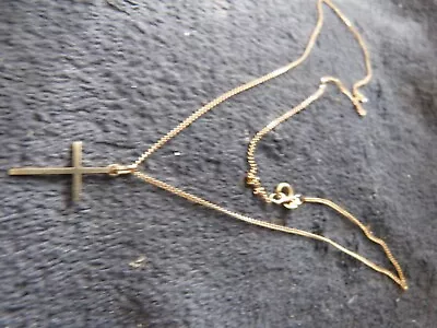 A 9ct Gold Cross And Chain Appx 16 1/2 Ins • £88