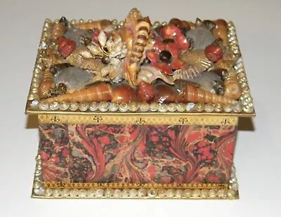 Vintage ~ Large Sea Shell Covered ~ Trinket ~ Keepsake ~ Storage Box • $17.50