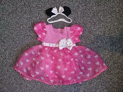 Disney Store Minnie Mouse Baby Girl Fancy Dress Costume Vest & Headband 12-18 M • £9.99