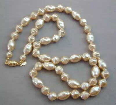 36  Long Joan Rivers Baroque Pearl Necklace Rhinestone Jeweled Clasp • $9.99