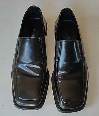 Via Spiga Sauro Black Leather Loafer Dress Shoes Cordovan Mens 10.5 M Vintage • $38.99