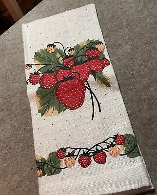 Vintage  Linen Tea Towel  Red Strawberry Unused No Tag • $8