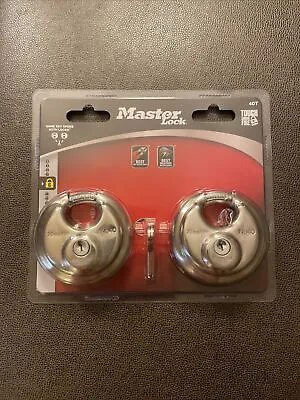 Master Lock Stainless Steel Discus Padlock 2-Pack 40T Keyed Alike NEW NIP P42806 • $21.99