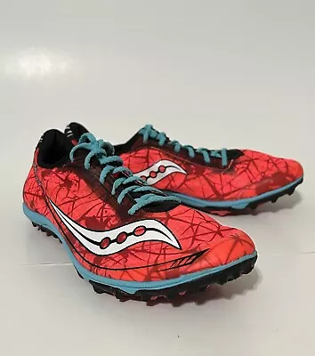 $22 • Buy Saucony Shay XC4 Track Cleats (No Spikes) Womens 9 Red Blue Metal Cone Athletic