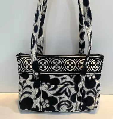 VERA BRADLEY  Black & White Floral Night & Day Medium Tote Shoulder Strap Bag • $24.99