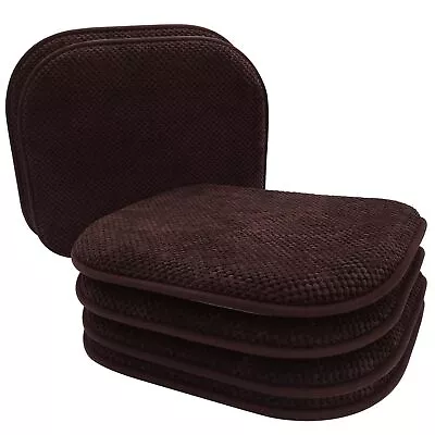 Brown Foam Seat Cushions Kitchen Chairs Pads For Dining Chairs 6 Pack Non Sli... • $82.40