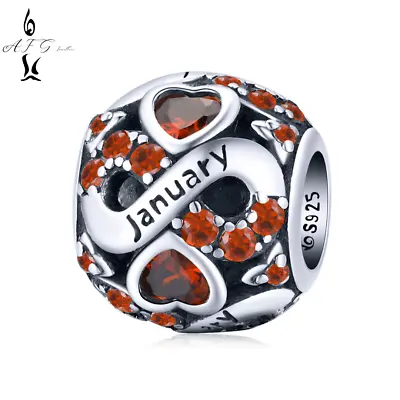 £17.99 • Buy Genuine Sterling Silver S925 Charm Bead 12 Months Name Signature Birthstone AFG