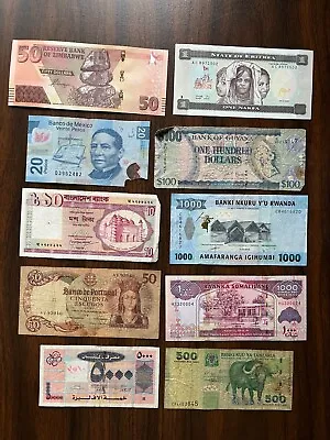 10 (TEN) Mixed Foreign Banknotes Cash Money World Paper Currency Collections • $10.95