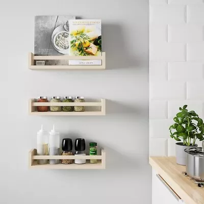 X4 - NEW IKEA BEKVÄM Wooden Spice Rack Jar Storage Rack Aspen Wall Mounted Shelf • £34.89