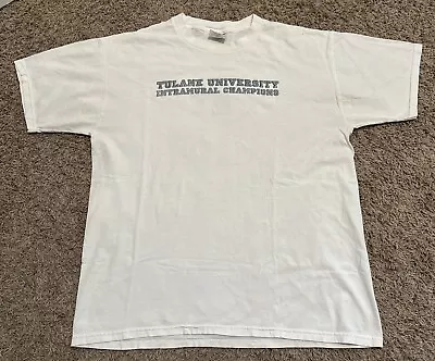 Vintage 90’s Tulane University T Shirt Large Intramural Champions White (Holes) • $15.98