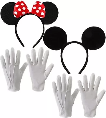 Adult Mickey Minnie Mouse Ears Headband Gloves Fancy Dress Hen/Stag Night Party • £5.99