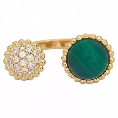 Van Cleef & Arpels Perlee Open 2 Ct Simulated Emerald 14K Yellow Gold Over Ring • $118.93