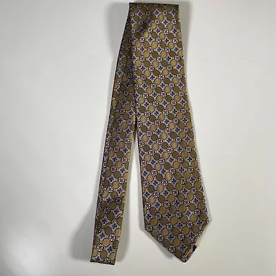 Robert Talbott Neck Tie Silk XL Extra Long Gold Geometric Floral Designer • $27.99