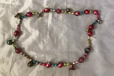 Czech Multi Color Mercury Glass Bell Bead Vintage Christmas Garland 26  • $19.95