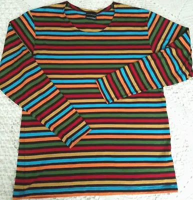 Marimekko MIKA PIIRAINEN Multicolor Striped Cotton Long Sleeve Top Shirt Size M • $29.99
