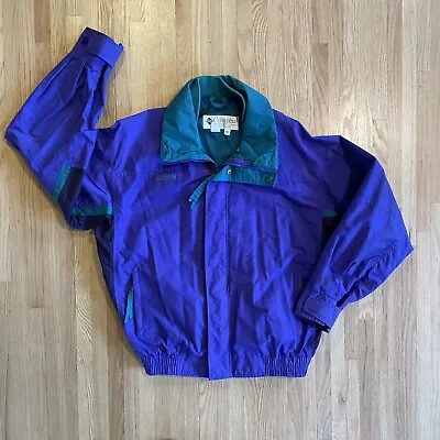 Vtg Columbia Bugaboo Ski Jacket Mens M Teal Purple Radial Sleeve Full Zip Pocket • $35