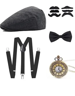 1920s Gangster Set Gatsby Fancy Dress Accessories Men Costume Kit • £10.99