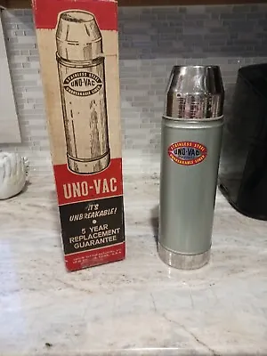 $25 • Buy Brand New NOS Uno-vac Stainless Steel Lined Vacuum Bottle Thermos, Never Used!