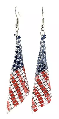 Stars And Stripes Earrings Red White Blue American Flag Earrings 4th Of July • $10.99