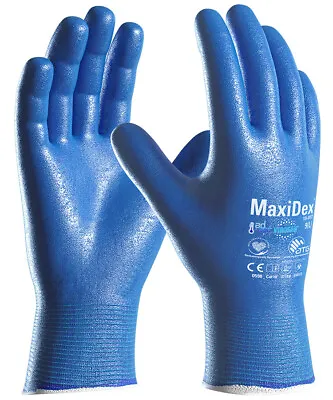 12 X MaxiDex 19-007  NBR ViroSan LIQUItech Fully Coated Dexterity Work Gloves • £63.59