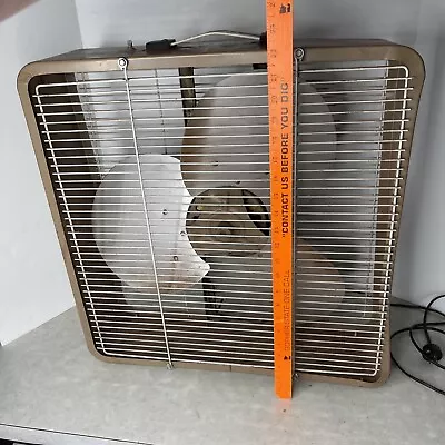 Vintage Box Fan Toastmaster Model 5325 20  3 Speed Almond Color All Metal USA • $46.89