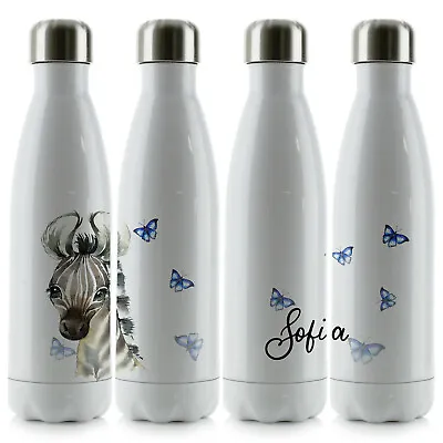£16.99 • Buy Personalised Water Bottle;Smooth White Stainless Steel Flask With Name;500ml