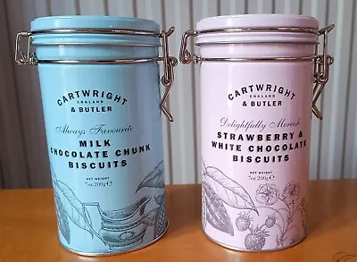 2 X Cartwright & Butler  EMPTY Biscuit Tins ~ Collectable Clip Lock Storage • £10