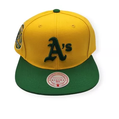 Mitchell & Ness Oakland Athletics Hometown Coop Yellow/Green Adjustable Snapback • $39.99