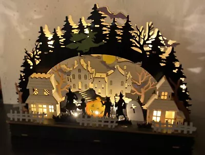 Martha Stewart Halloween Village Large 17  LED Lighted Die Cut Wood Witch Bats • $45