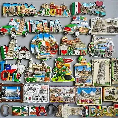 Italy Roma Fridge Magnets Tourist Souvenir Dublin Chile Pisa Brasil 3d Resin Mag • $9.44