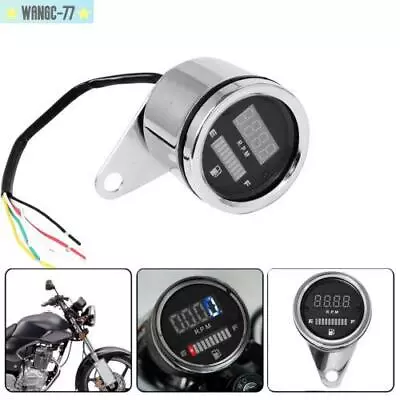 Universal Chrome 2 In 1 Motorcycle LED Digital Tachometer Gas Fuel Gauge RPM • $26.65