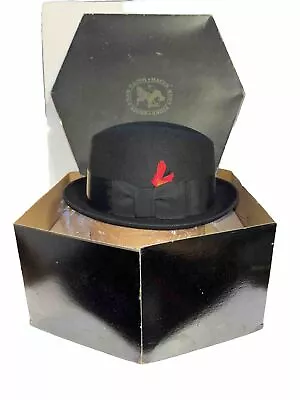 Vintage Men’s 1960s Macy’s Store 6 3/4 Felt Fedora Hat Black Original Box New • $49.99